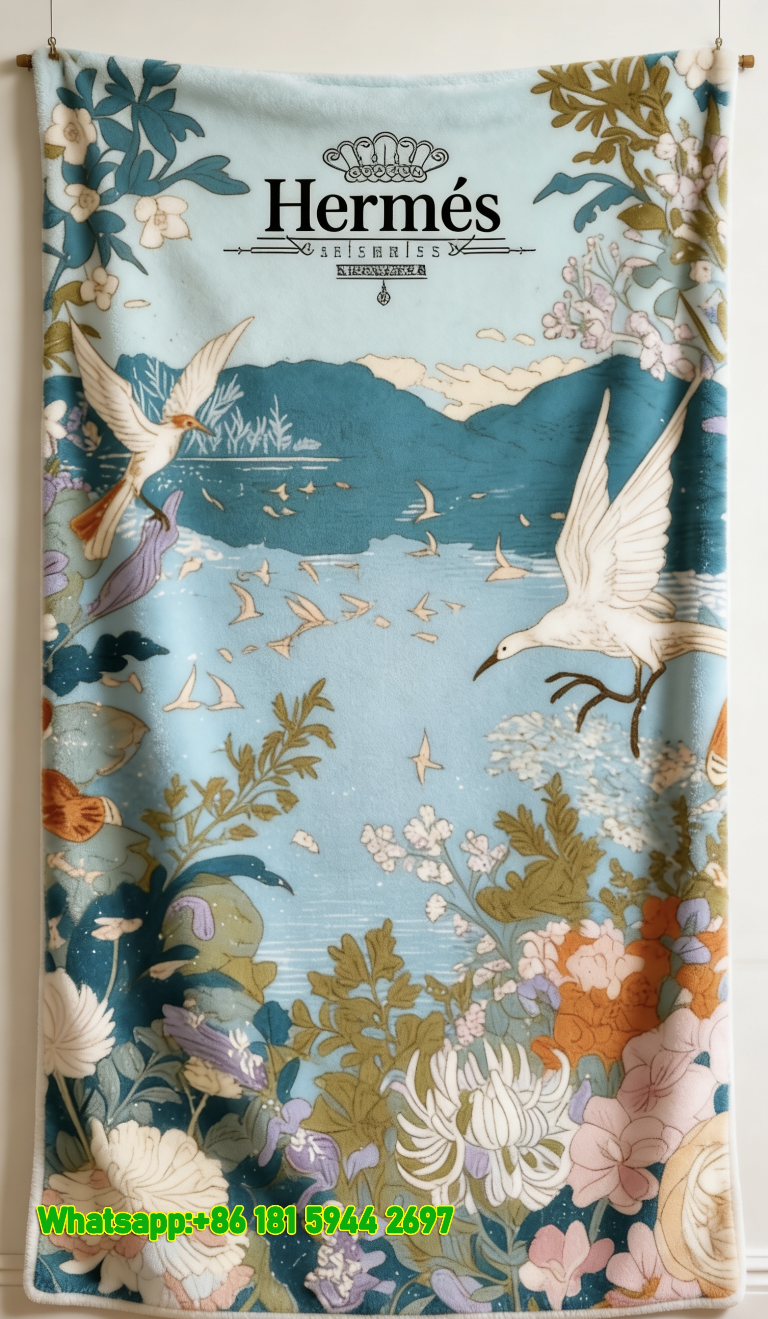 Hermes Vintage Floral Flannel Throw Blanket IMG_5286